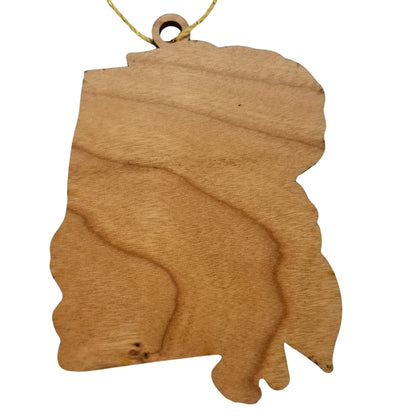 Wholesale Alabama Wood Ornament -  AL State Shape with State Flowers Camellias - Handmade Wood Souvenir