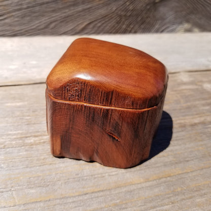 Wood Ring Box Redwood Rustic Handmade California #634 Storage Live Edge Mini Birthday Gift Christmas Gift Mother's Day Gift