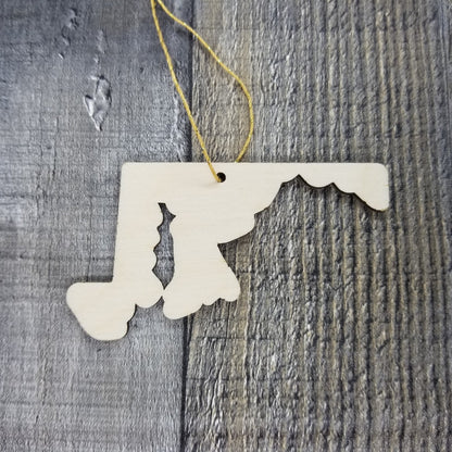 Maryland Wood Ornament -  MD State Shape with State Motto - Handmade Wood Ornament Made in USA Christmas Decor