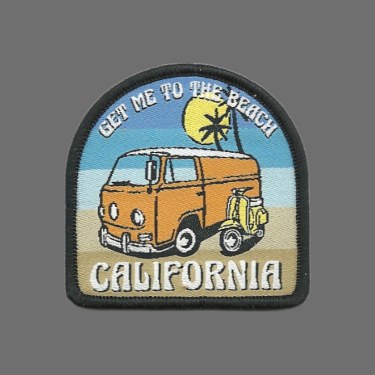 California Patch – CA Sand Scooter Van Palm Trees Souvenir – Travel Iron On Applique CO Patch Embellishment 2.25" Woven Badge Emblem