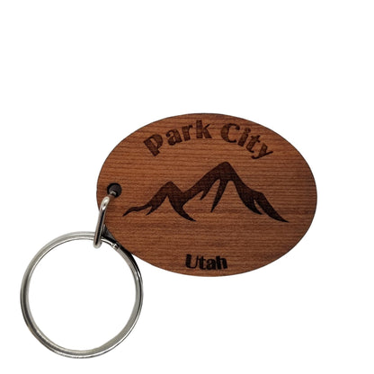 Wholesale Park City UT Keychain Mountains Wood Keyring Utah Souvenir UT Mountain Resort