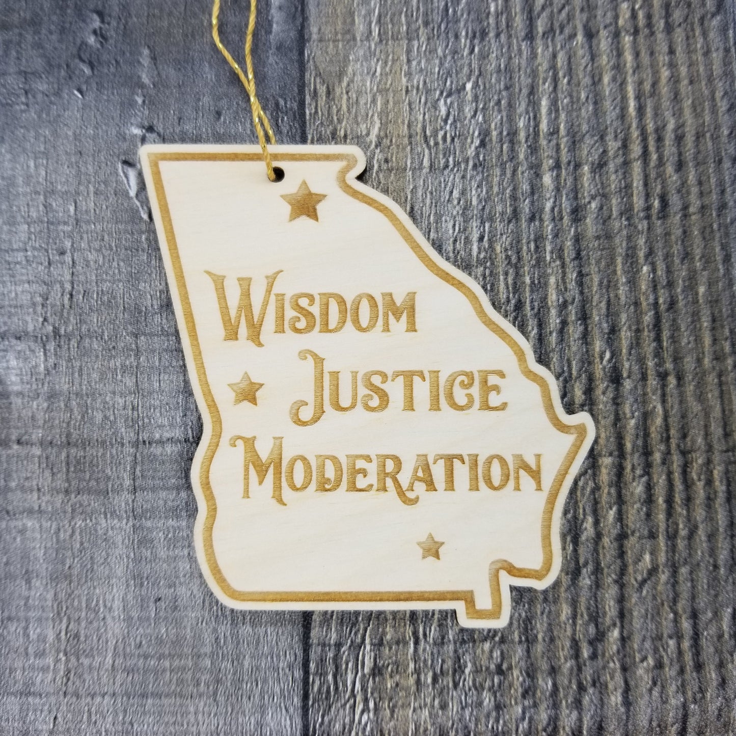 Georgia Ornament - GA State Shape with State Motto - Handmade Wood Ornament Made in USA Christmas Decor