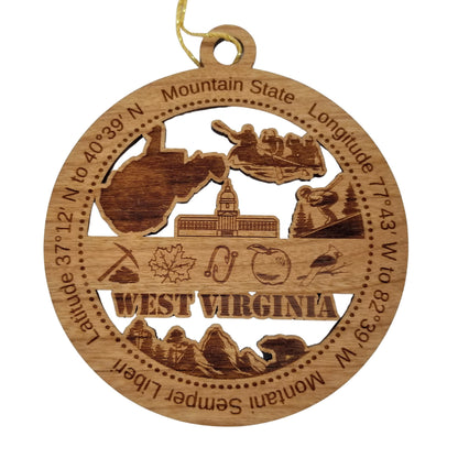 Wholesale West Virginia Wood Ornament -  WV Souvenir  - Handmade Wood Souvenir