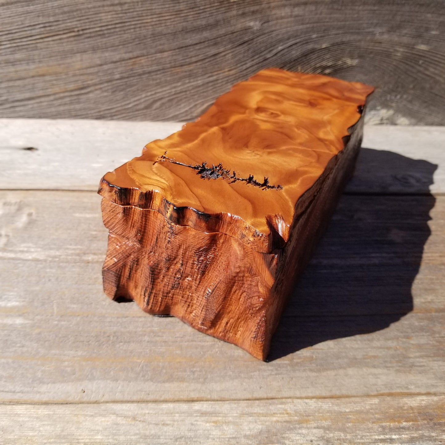 Wood Valet Box Curly Redwood Tree Engraved Rustic Handmade CA Storage #589 Handcrafted Christmas Gift Engagement Gift for Men Jewelry