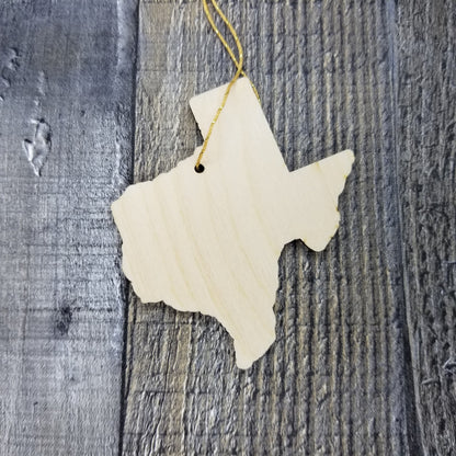 Texas Wood Ornament -  TX State Shape with State Motto - Handmade Wood Ornament Made in USA Christmas Decor