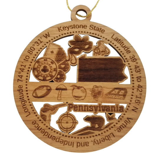 Wholesale Pennsylvania Wood Ornament - PA Souvenir - Handmade In The USA