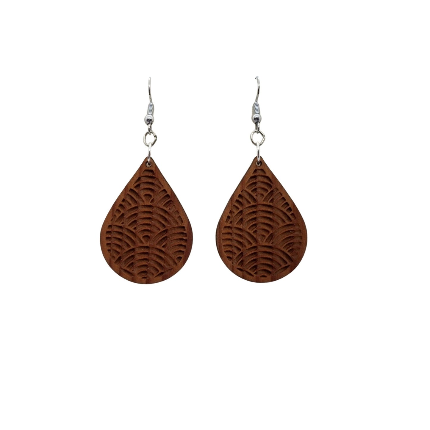 Wholesale Wood Earrings - Engraved Teardrop Wood Earrings - Dangle Earrings - Souvenir Keepsake