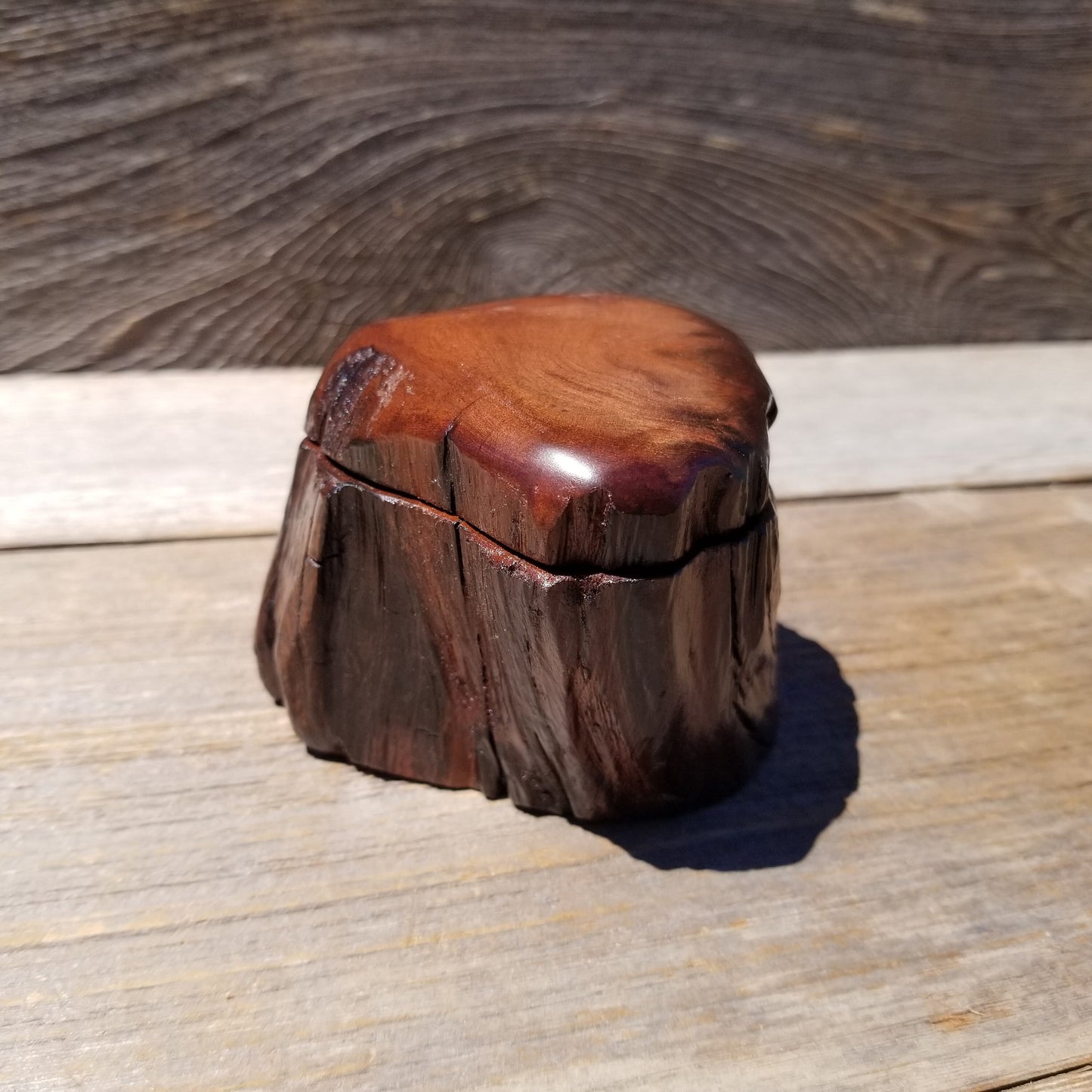 Wood Ring Box Redwood Rustic Handmade California #641 Storage Live Edge Mini Birthday Gift Christmas Gift Mother's Day Gift