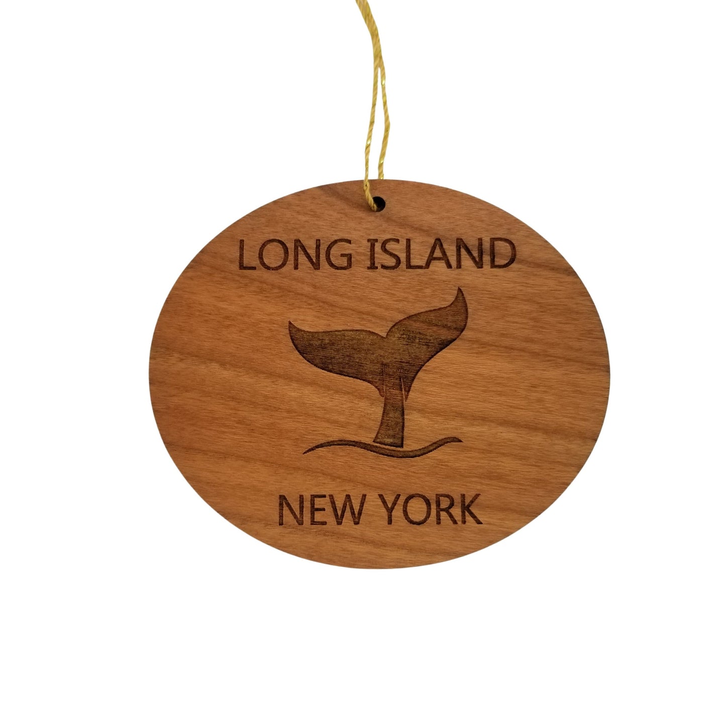 Long Island Ornament - Handmade Wood Ornament - New York Whale Tail Whale Watching - NY Christmas Ornament 3 Inch