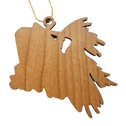 Wholesale Maine Wood Ornament -  ME State Shape with State Flowers White Pine Cone - Handmade Wood Souvenir