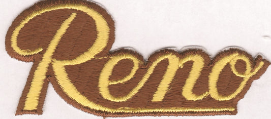 Reno script gold on brown souvenir embroidered patch