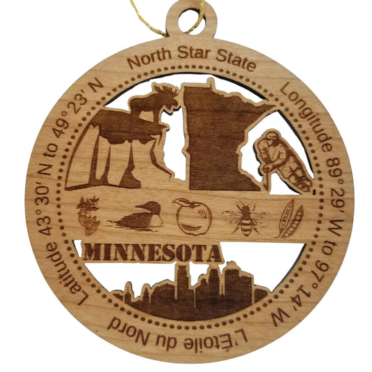 Wholesale Minnesota Wood Ornament - MN Souvenir - Handmade in the USA