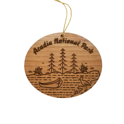 Wholesale Acadia National Park Christmas Ornament Lake Water Trees Boat Bird Handmade Wood Souvenir