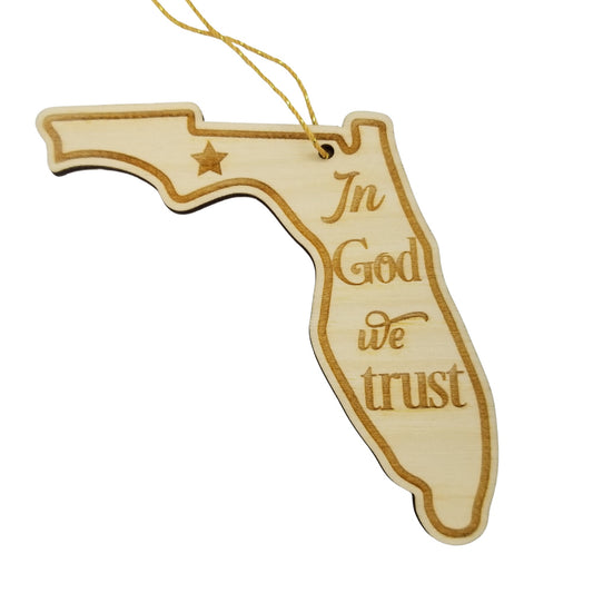 Wholesale Florida Wood Ornament -  FL State Shape with State Motto Souvenir