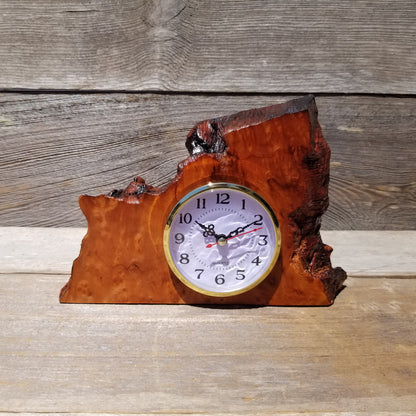 Wood Desk Clock Handmade California Redwood Burl Table Shelf #643 Birthday Gift Wedding Gift Engagement Gift Housewarming Gift