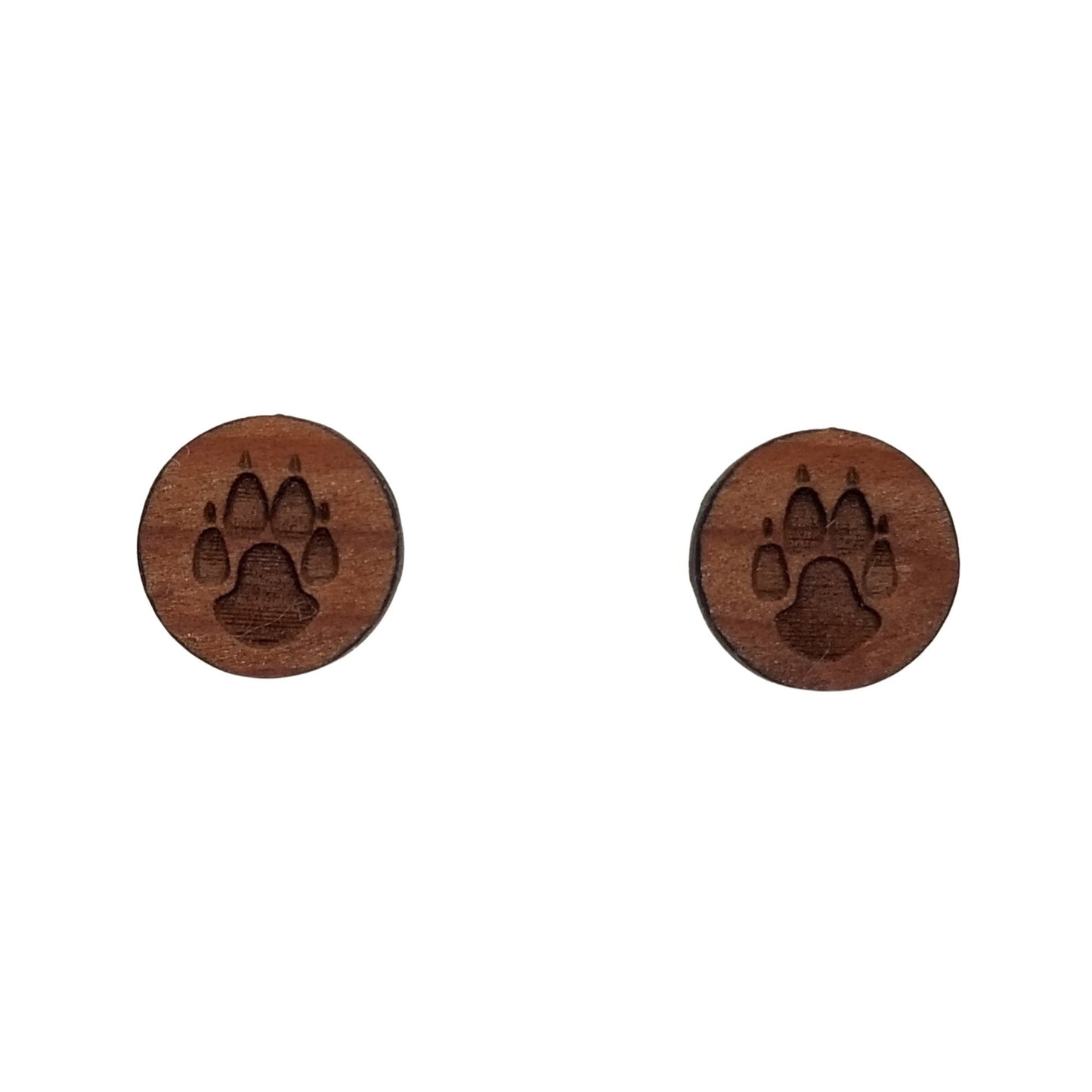 Wholesale Wolf Paw Earrings - Wood Earrings - Stud Earrings - Souvenir Keepsake - Post Earrings - Wolf Tracks