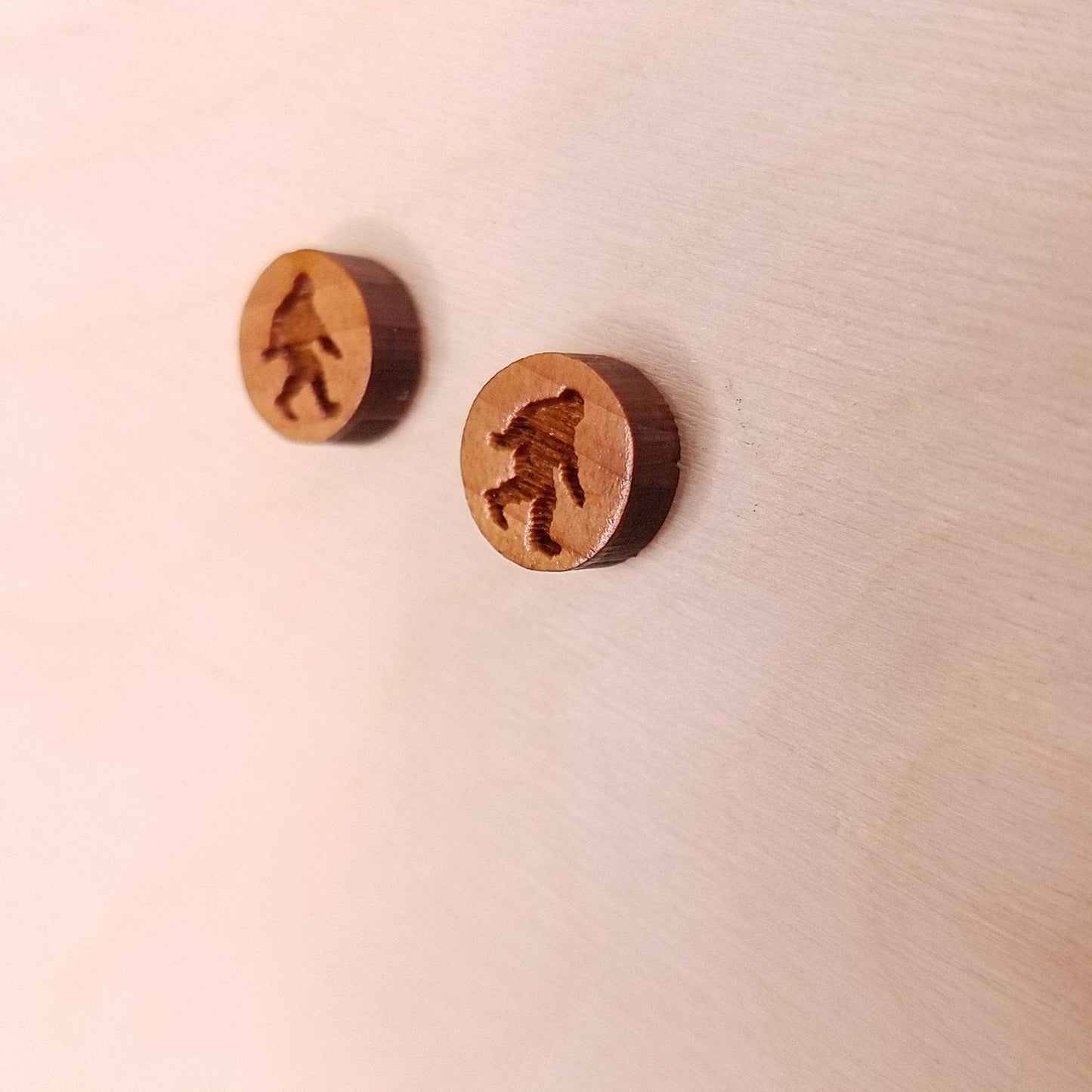 Wholesale Bigfoot Earrings - Wood Earrings - Stud Earrings - Souvenir Keepsake - Post Earrings - Sasquatch