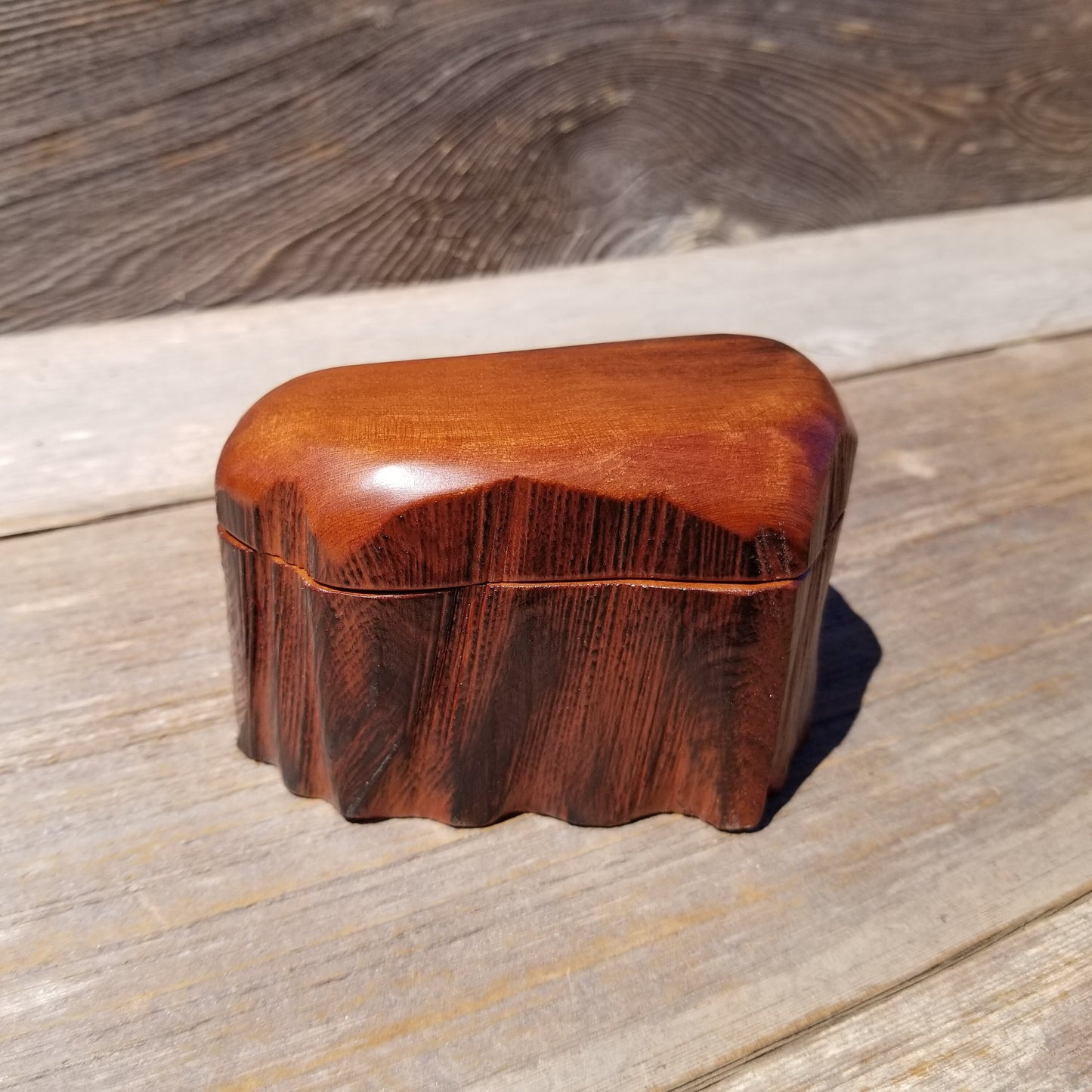 Wood Ring Box Redwood Rustic Handmade California #626 Storage Live Edge Mini Birthday Gift Christmas Gift Mother's Day Gift