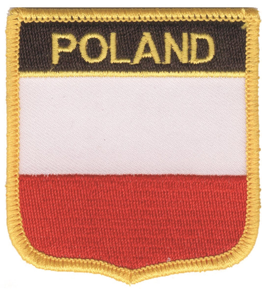 POLAND medium flag shield souvenir embroidered patch