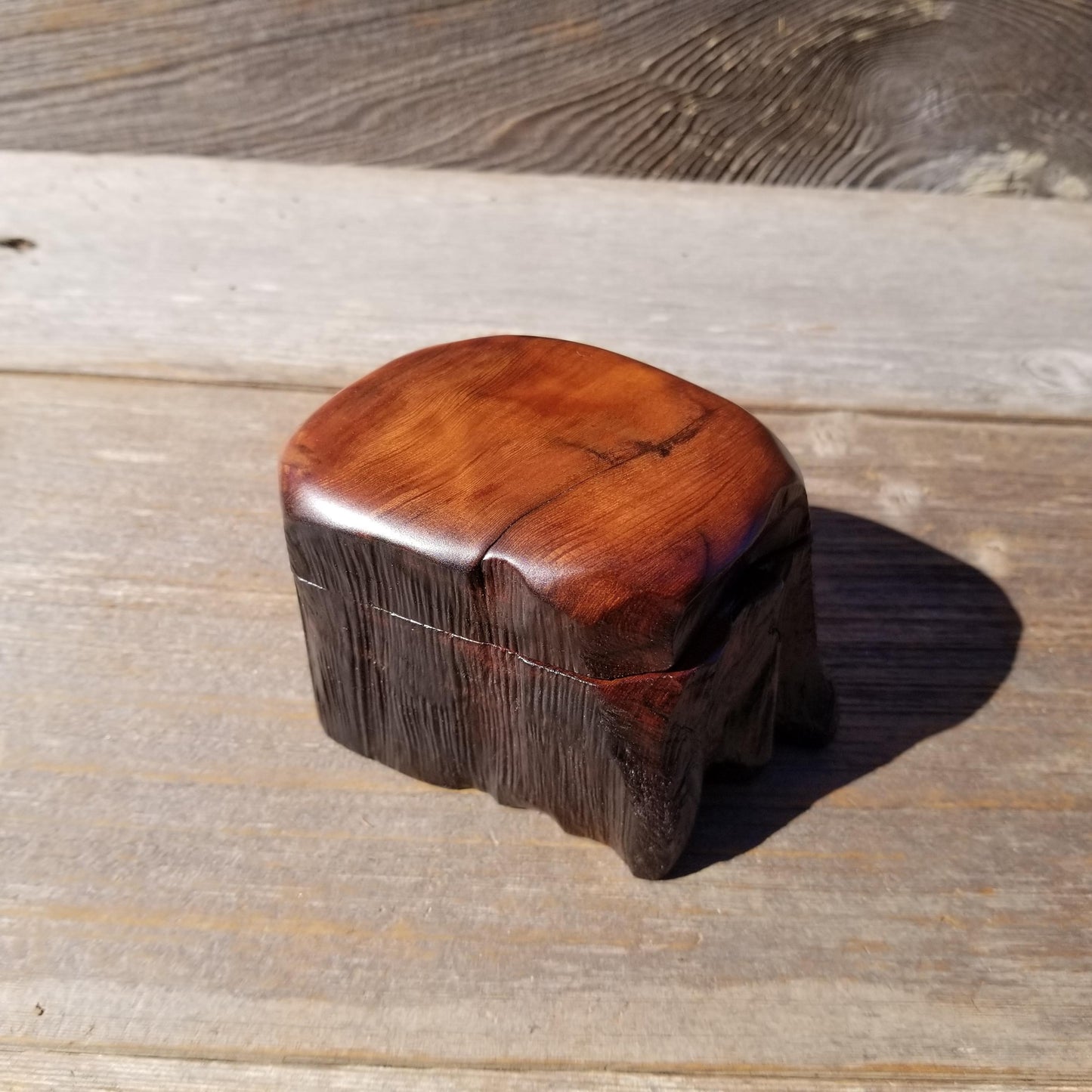 Wood Ring Box Redwood Rustic Handmade California #531 Storage Live Edge Mini Birthday Gift Christmas Gift Mother's Day Gift