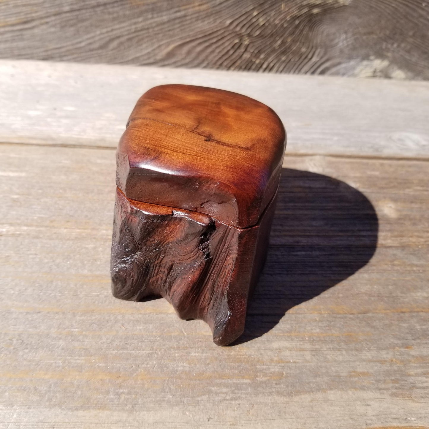 Wood Ring Box Redwood Rustic Handmade California #531 Storage Live Edge Mini Birthday Gift Christmas Gift Mother's Day Gift