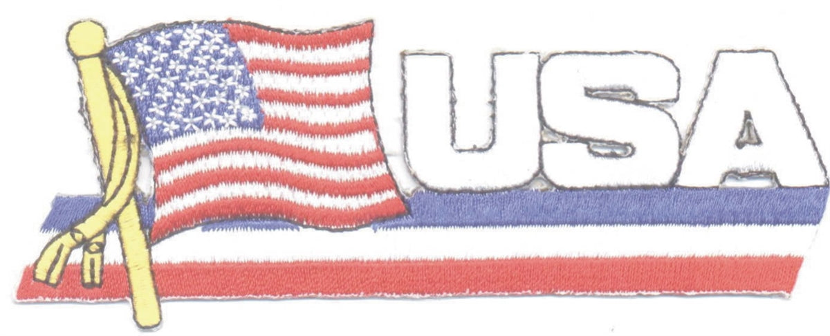 USA wavy flag ribbon souvenir embroidered patch