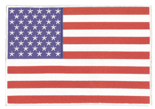 US flag 100% embroidered souvenir or uniform back patch with a white border