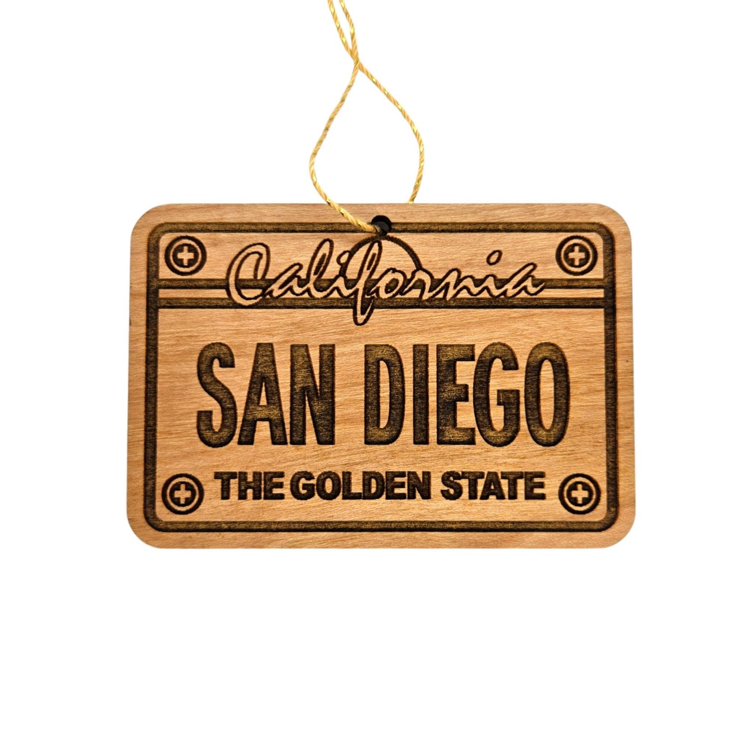 Wholesale San Diego California License Plate Christmas Ornament Handmade Wood Made in USA San Diego Souvenir CA