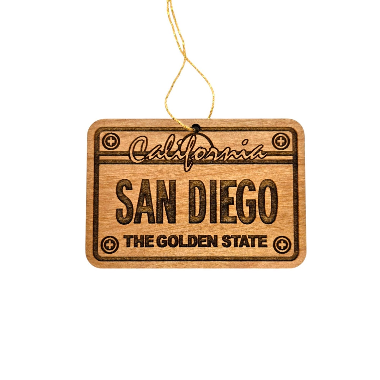 Wholesale San Diego California License Plate Christmas Ornament Handmade Wood Made in USA San Diego Souvenir CA