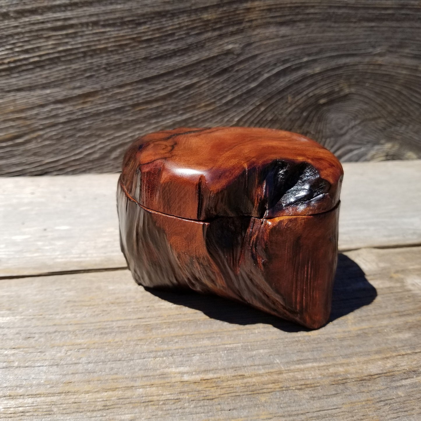 Wood Ring Box Redwood Rustic Handmade California #638 Storage Live Edge Mini Birthday Gift Christmas Gift Mother's Day Gift