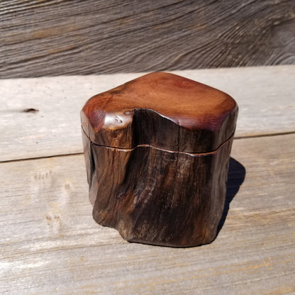 Wood Ring Box Redwood Rustic Handmade California #640 Storage Live Edge Mini Birthday Gift Christmas Gift Mother's Day Gift