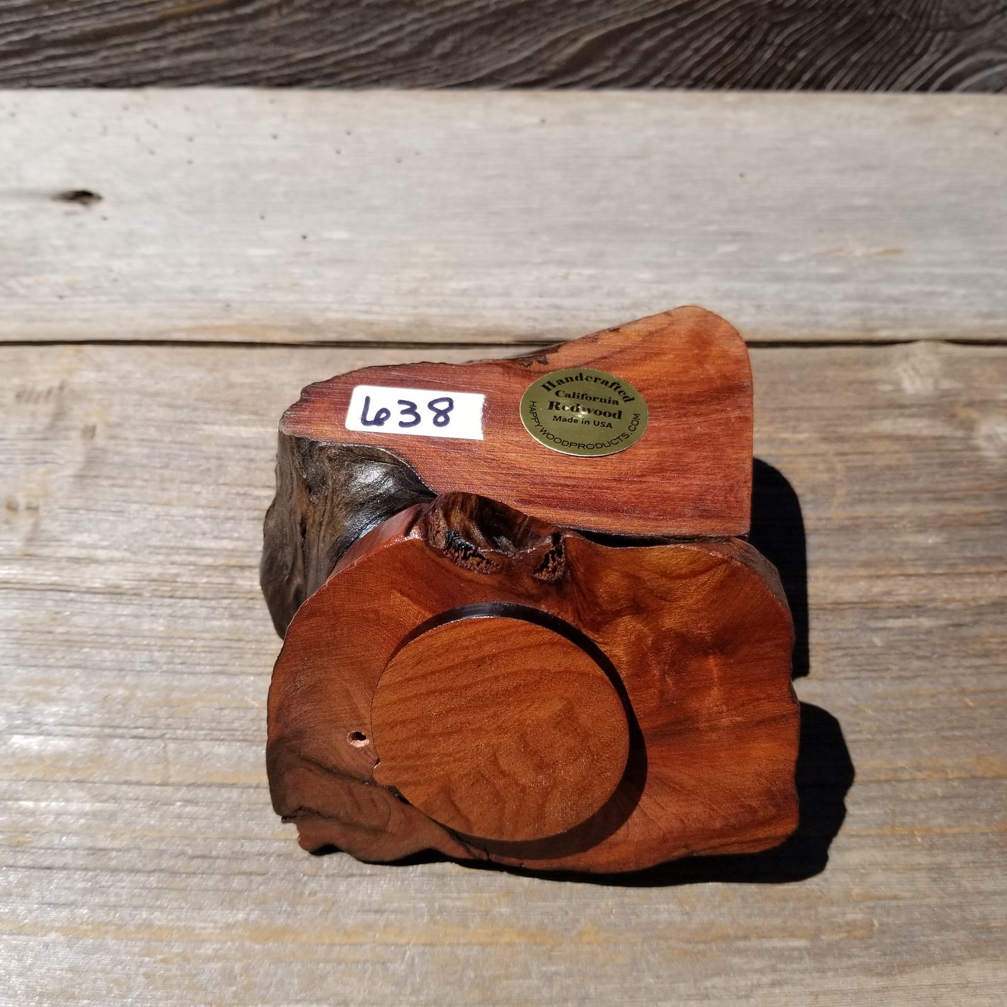 Wood Ring Box Redwood Rustic Handmade California #638 Storage Live Edge Mini Birthday Gift Christmas Gift Mother's Day Gift