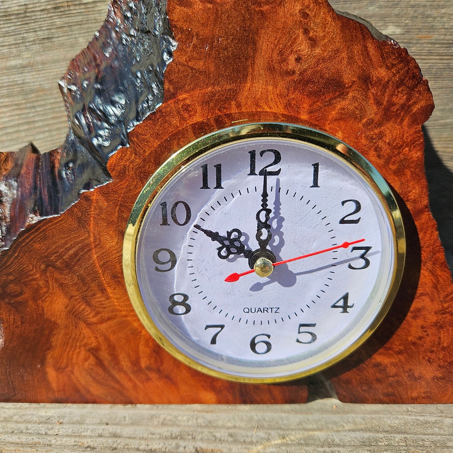 Redwood Burl Clock Table Shelf Mantle Desk Office Gifts for Men #646 Sitting Wood Christmas Gift Handmade