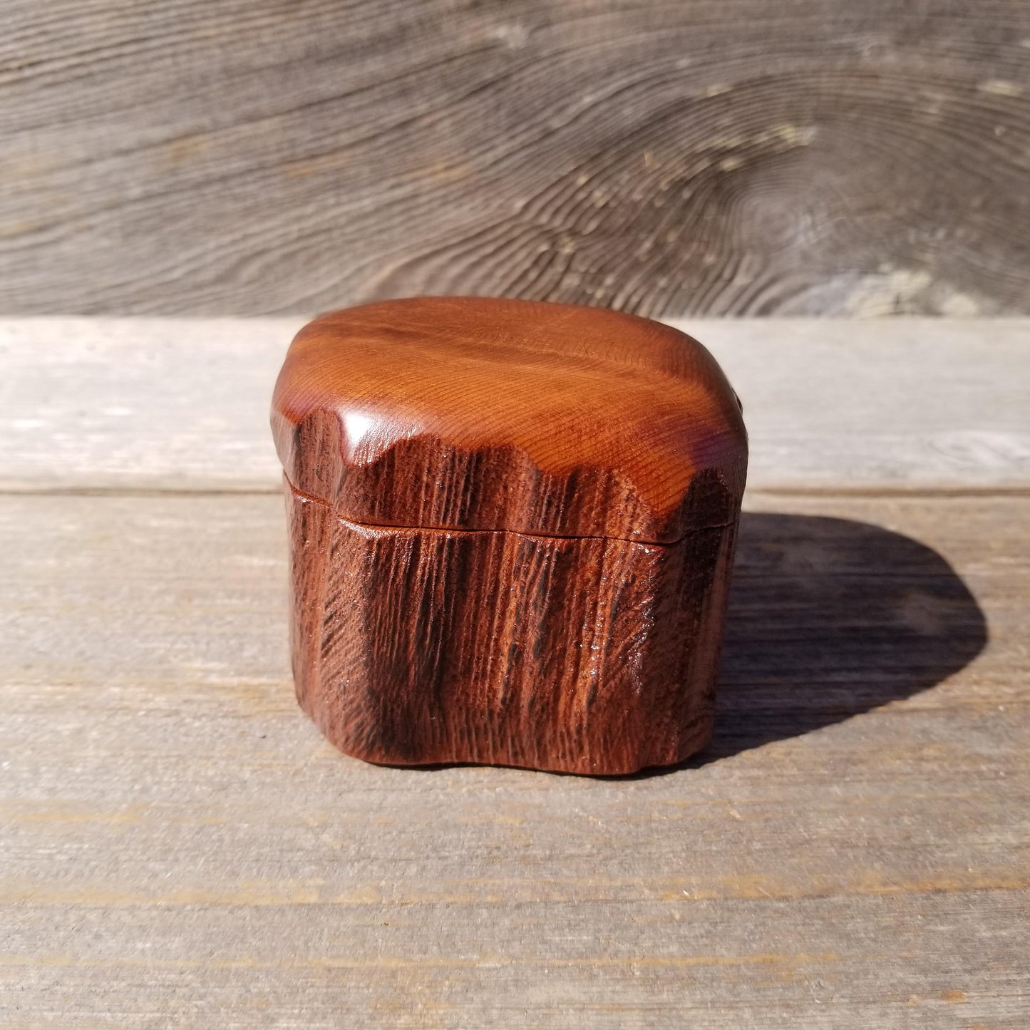 Wood Ring Box Redwood Rustic Handmade California #542 Storage Live Edge Mini Birthday Gift Christmas Gift Mother's Day Gift