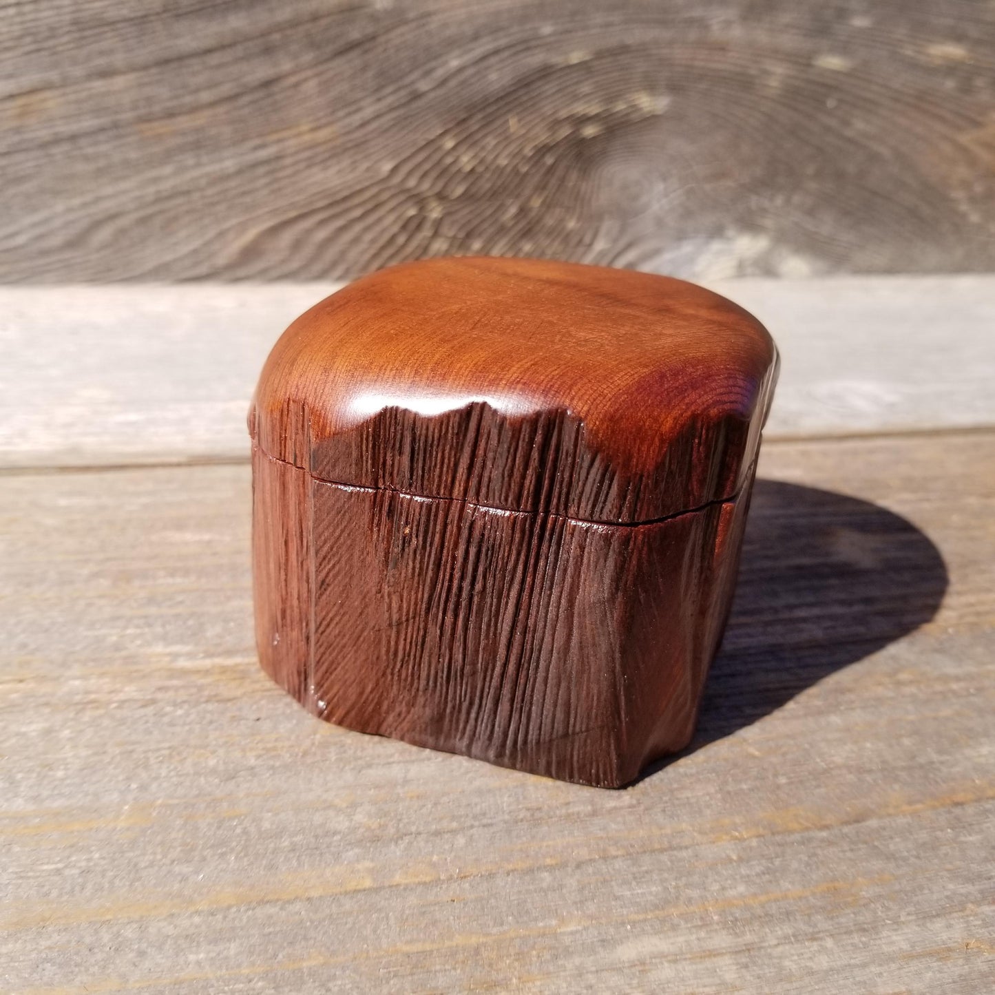 Wood Ring Box Redwood Rustic Handmade California #542 Storage Live Edge Mini Birthday Gift Christmas Gift Mother's Day Gift