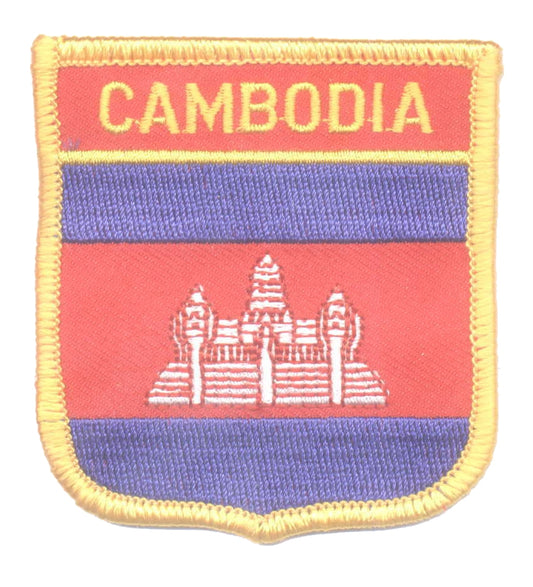 CAMBODIA medium flag shield souvenir embroidered patch