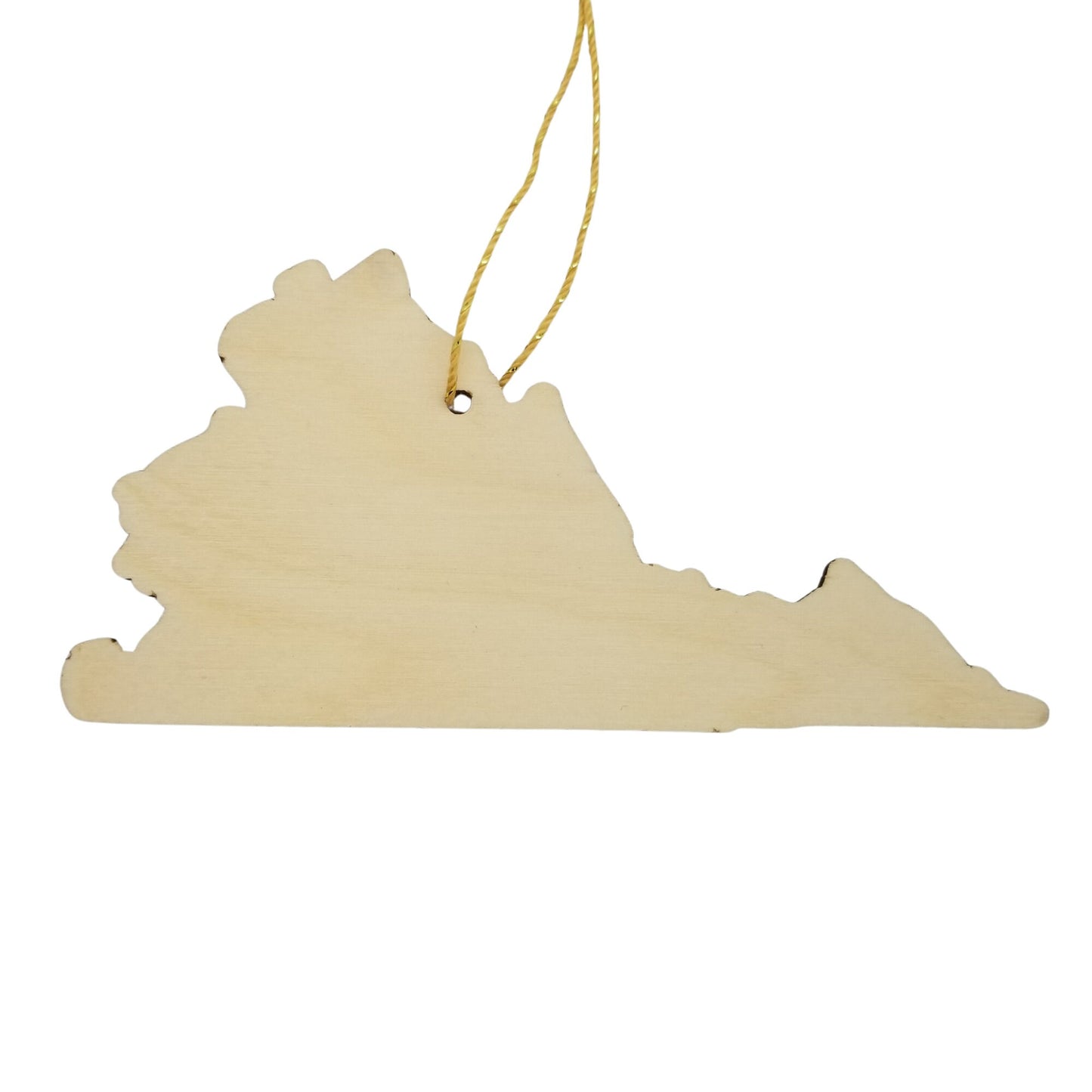 Virginia Ornament - VA State Shape with State Motto - Handmade Wood Ornament Made in USA Christmas Decor