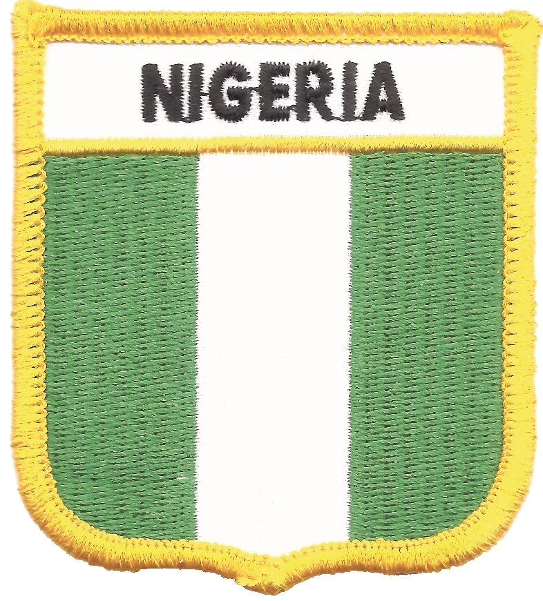 NIGERIA medium flag shield souvenir embroidered patch