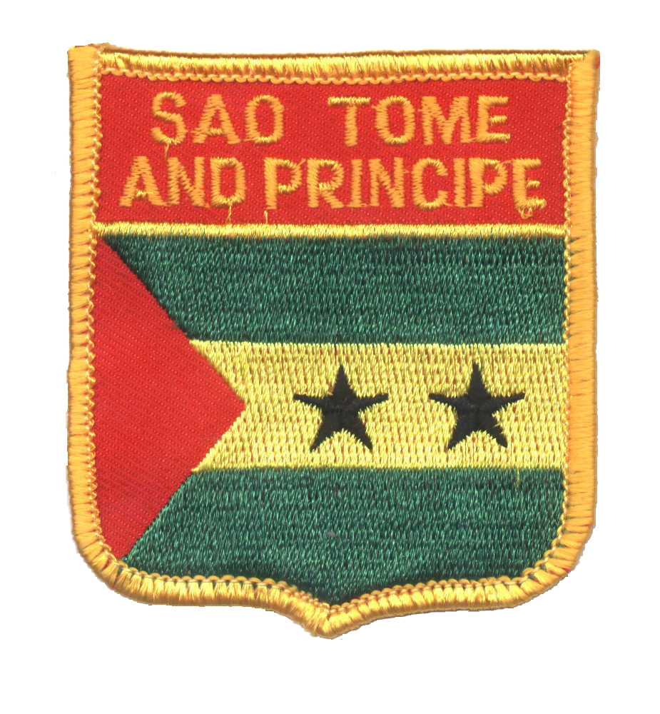 - SAO TOME AND PRINCIPE medium flag shield souvenir embroidered patch