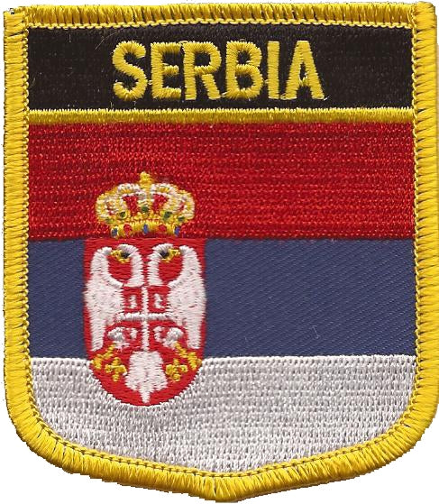 SERBIA medium flag shield souvenir embroidered patch