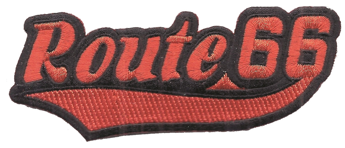 Route 66 script, Red on Black souvenir embroidered patch