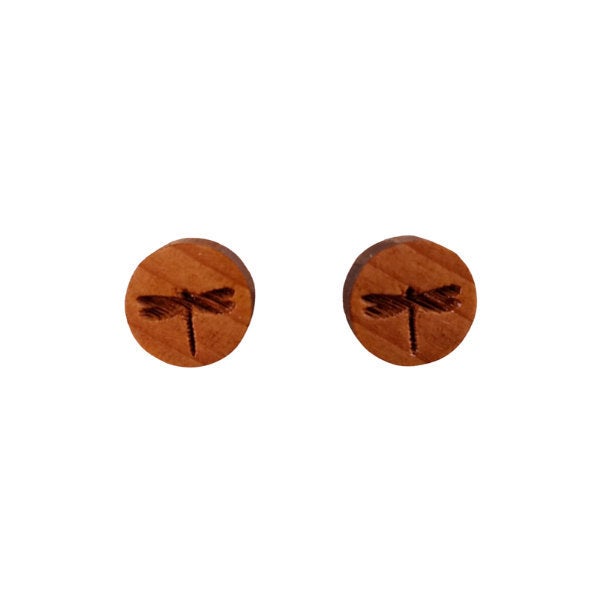 Wholesale Dragonfly Earrings - Wood Earrings - California Redwood Stud Earrings - CA Souvenir Keepsake - Post Earrings