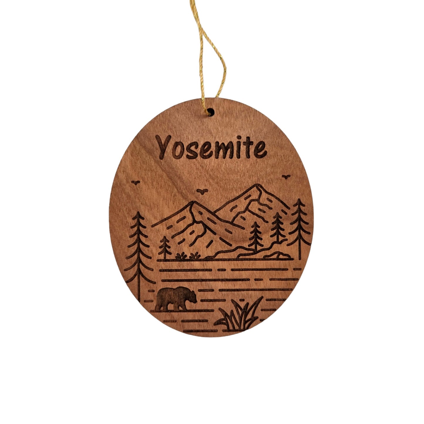 Yosemite National Park Wood Ornament Mountains Trees Bear California Handmade Souvenir Made in USA Christmas