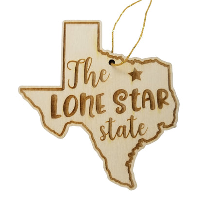 Texas Wood Ornament -  TX State Shape with State Motto - Handmade Wood Ornament Made in USA Christmas Decor