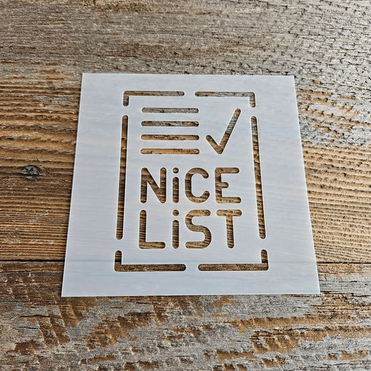 Nice List Stencil Reusable Cookie Decorating Craft Painting Windows Signs Mylar Many Sizes Christmas Winter Santas Nice List