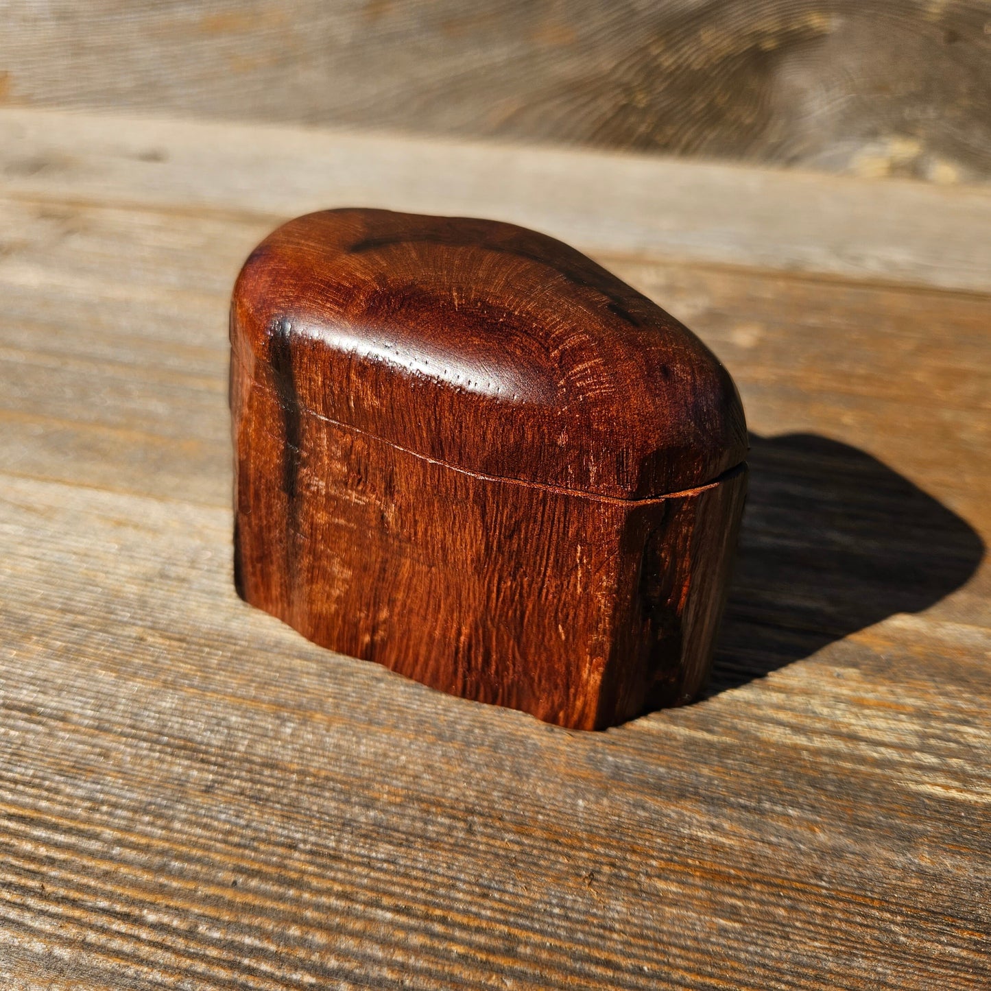 Wood Ring Box Redwood Rustic Handmade California Storage Live Edge Mini #668 Birthday Gift Christmas Gift Mother's Day Gift