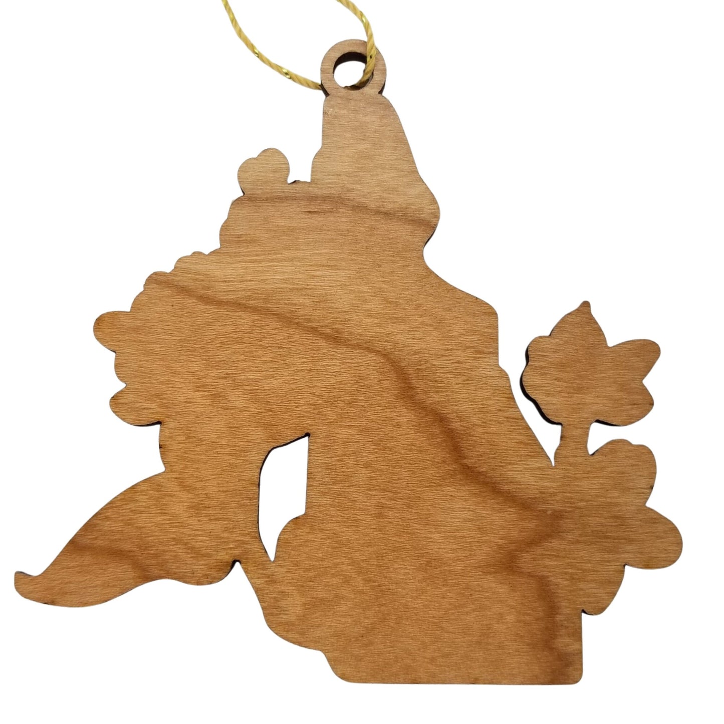 Wholesale New Hampshire Wood Ornament -  NH State Shape with State Flowers Purple Lilacs - Handmade Wood Souvenir