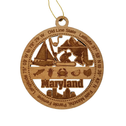 Wholesale Maryland Wood Ornament - MD Souvenir - Handmade In The USA