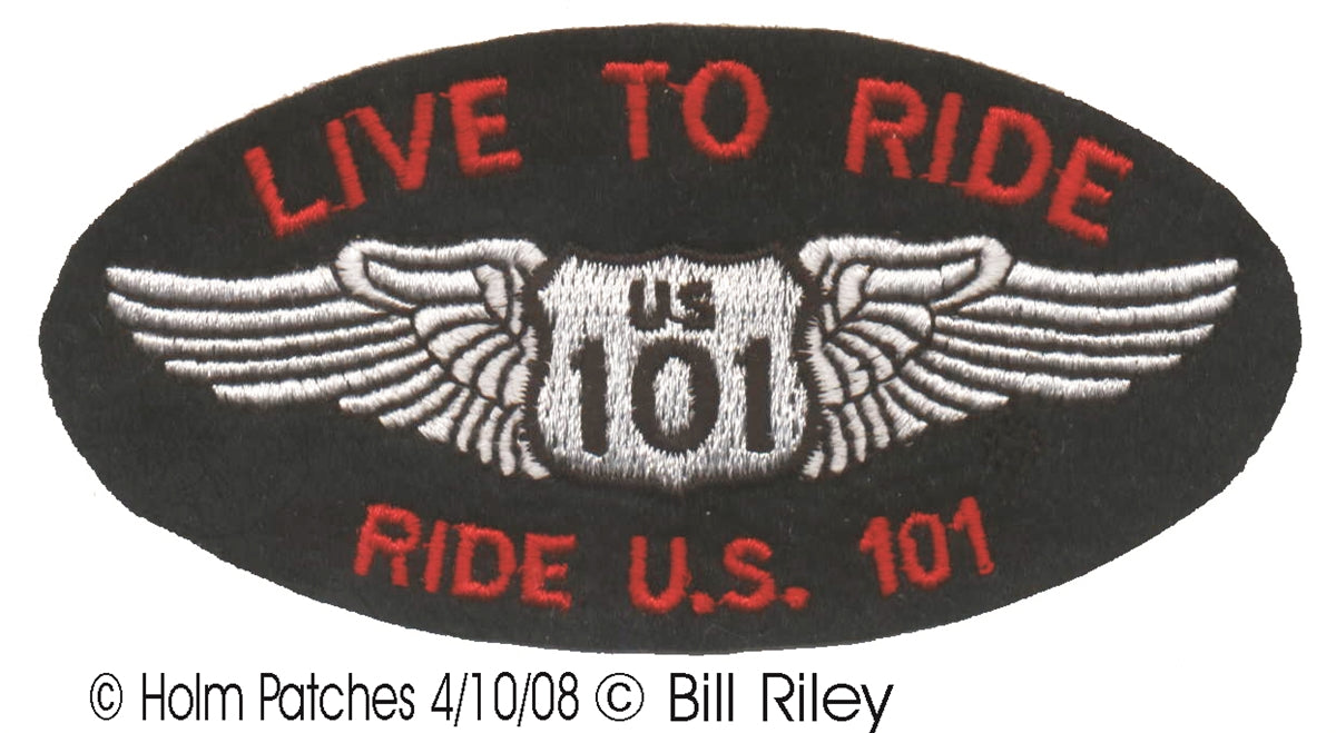 LIVE TO RIDE, RIDE US 101 souvenir embroidered patch