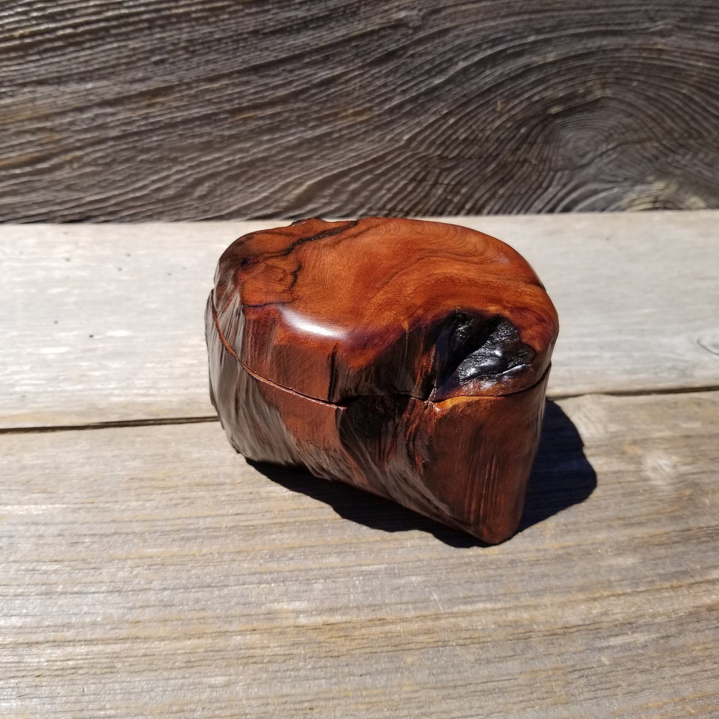 Wood Ring Box Redwood Rustic Handmade California #638 Storage Live Edge Mini Birthday Gift Christmas Gift Mother's Day Gift